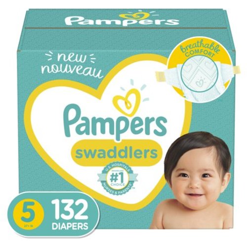 Pampers Swaddlers Diapers, Soft and Absorbent, Size 5, 132 ct