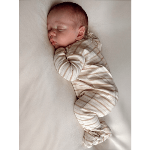 Biscuit Mixed Stripe / Organic 2-Way Zip Footie