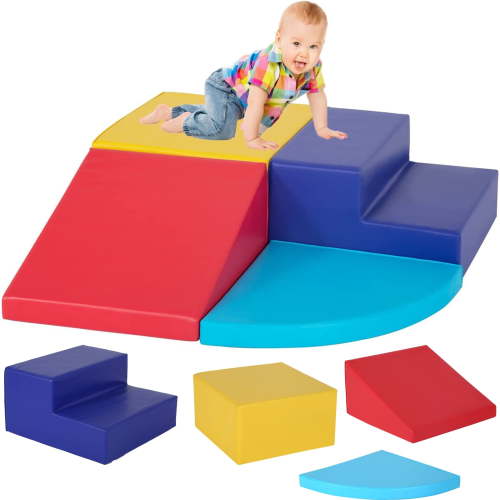 Dkelincs Kids Corner Climber 4-Piece Set Climbing Toys for Toddlers 1-3, Soft Babies Climb Foam Play Set Indoor Baby Crawling Foam Blocks Children Foam Toys for Kids Crawling and Sliding
