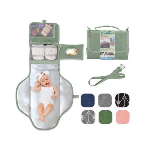 Portable Changing Pad for Baby, Travel Diaper Changing Pad for Newborn, Large Waterproof Baby Changing Mat, Foldable & Detachable Diaper Changing Station with Baby Wipes Pockets, Baby Stuff by Pillani