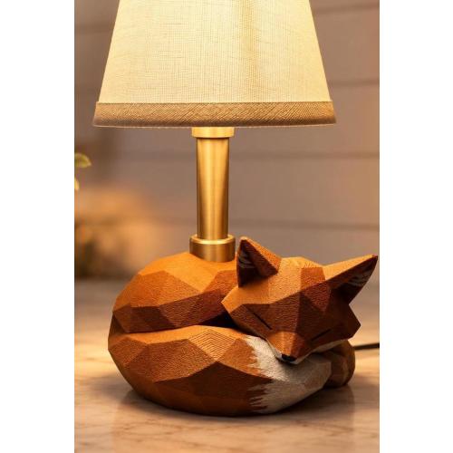 Fox Lamp, Woodland Table Lamp, Hand Painted Fox Decor, Cozy Bedside Lamp, Fox Lover Gift, Cottagecore Nursery Decor