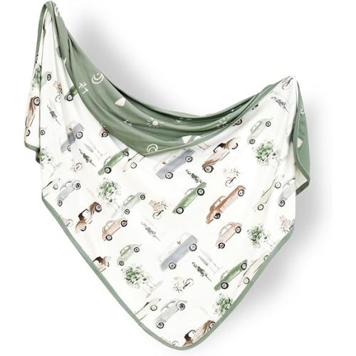GRSSDER Baby Blankets Super Soft Jersey Knit Swaddle Blanket for Baby Girls and Boys, Double Layer Receiving Blankets 34 x 44 Inches, Extra Large for Baby Swaddling, Stylish Cars Print