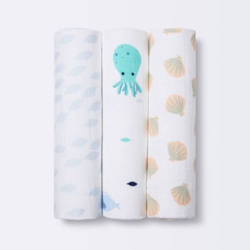 Muslin Swaddle Blankets 3pk - Cloud Island™ Fish