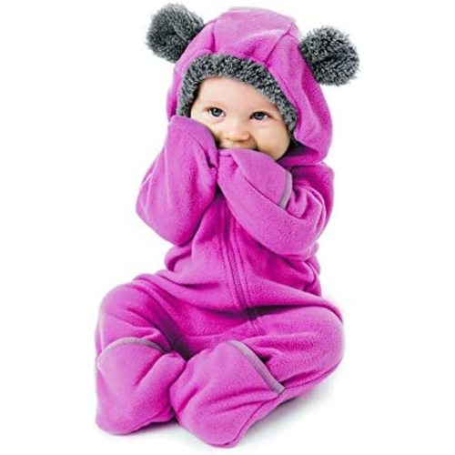 Fleece Baby Bunting Bodysuit – Infant One Piece Kids Hooded Romper Outerwear Toddler Jacket