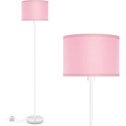 Floor Lamps, Standing Lamp, 58" Tall Floor Lamp with Pink Lampshade, Foot Pedal Switch, Modern Bright Floor Lamps for Living Room/Bedroom/Classroom/Kids Room, Pink Light for Girls' Gift(NO Bulb)