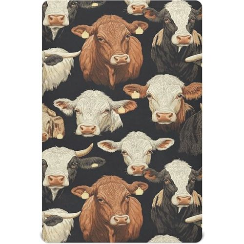 Vintage Farm Cow Crib Sheets Soft Breathable Fitted Baby Crib Sheets Mattress Cover for Girls Boys, 52" x 28" x 9"