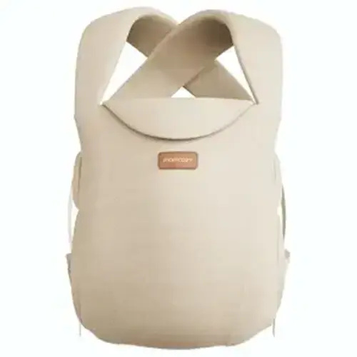 Momcozy Newborn Carrier WeeSnug- Lightweight and Cozy Comfort for 7-25 lbs, Ergonomic Cross-Back Support, Effortless to Put On, Hands-Free Baby Carrier with Lumbar Support, Khaki