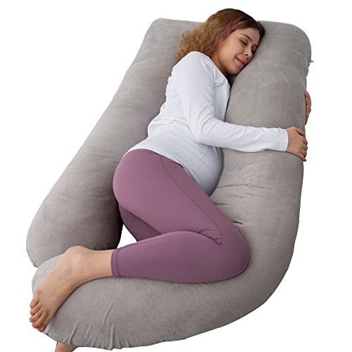 60 Inch Pregnancy Pillows for Sleeping (Grey) | Extra Large U Shaped Body Pillow, Pregnancy Pillow, Maternity Pillow for Pregnant Women with Velour Cover