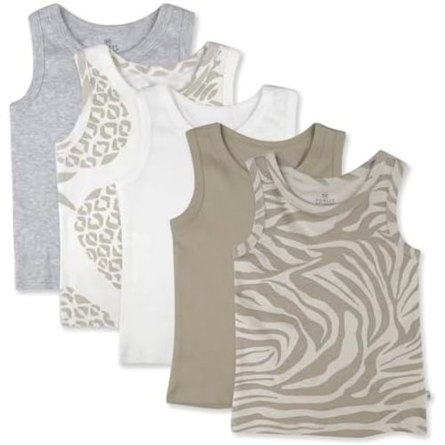 HonestBaby Baby-Girls Sleeveless Muscle T-Shirts 100% Organic Cotton for Infant Baby and Toddler Boys, Girls
