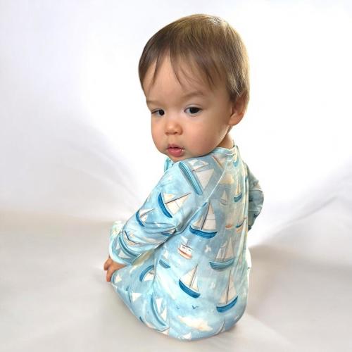 Sailboat Bamboo Baby Sleeper: Convertible Footie Pajamas