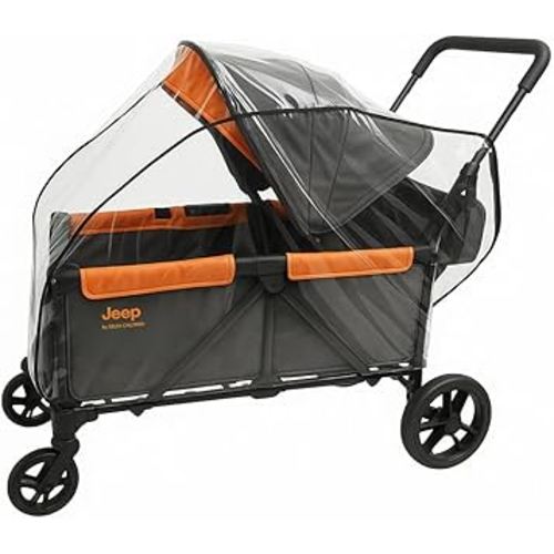 SASHA'S Rain and Wind Cover for Jeep Sport All-Terrain Stroller Wagon, Clear Design, Ventilation Holes, Maximum Coverage Made in USA (Stroller not Included)