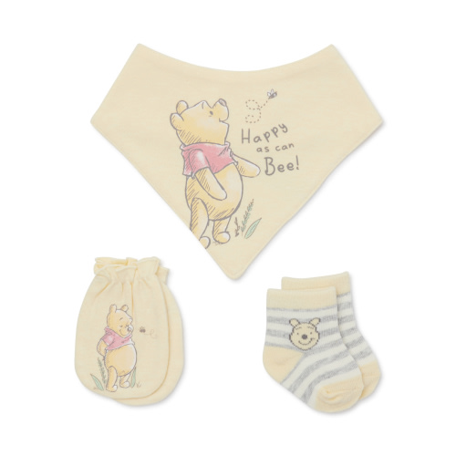 Disney Baby Wishes + Dreams Winnie the Pooh Infant Bib, Socks and Mittens Set, 3-Piece