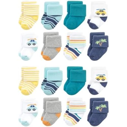 Hudson Baby Unisex Baby Cotton Rich Baby Terry Socks 16-Pack