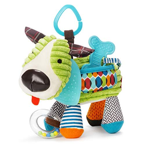Skip Hop Bandana Buddies Baby Activity and Teething Toy with Multi-Sensory Rattle and Textures, Puppy