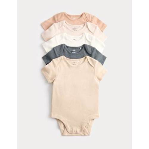 5pk Pure Cotton Plain Short Sleeve Bodysuits (0-3 Yrs)