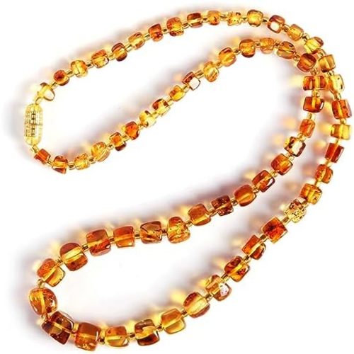Natural Baltic Amber necklace for Adults Women or Men/Baroque Shape Polished Amber Beads Certified Amber Jewelry