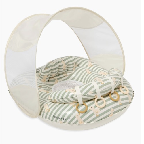 Sunnylife Duck Sage Stripe Interactive Baby Float | Saks Fifth Avenue