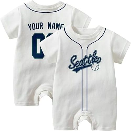 KREDE Baby Clothes Unisex White Bodysuit Rompers Custom Name Number for Baby Boys