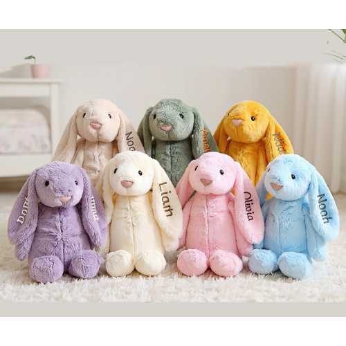 Baby Shower Gift, Custom Monogrammed Bunny Rabbit, Personalized Embroidered Bunny, Soft Plush Toy, Baby Gift, Newborn Gift, Flower Girl Gift