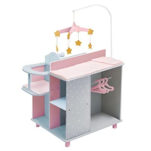 Olivia's Little World Polka Dots Princess Baby Doll Changing Station, Grey/Pink