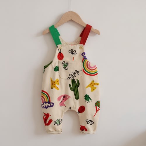 Baby Multicolor Animal Printed Overalls