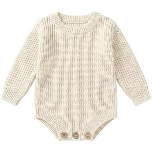 Newborn Baby 100% Cotton Knit Romper Winter Long Sleeve Bodysuit