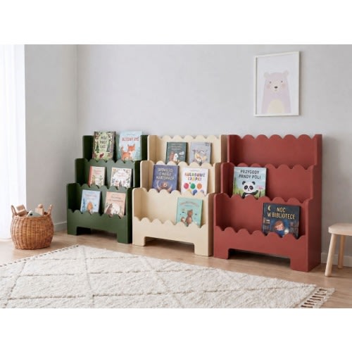 Colorful Montessori Bookshelf, Slim Toddler Bookcase, Nursery Shelves for Kids