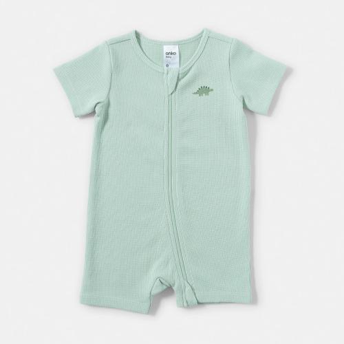 Short Sleeve Waffle Zip Romper - Kmart