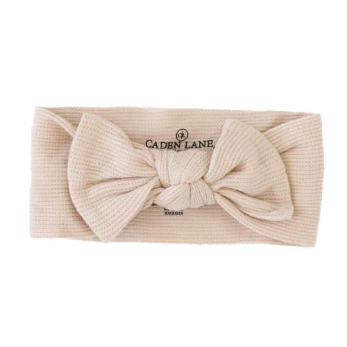 Oatmeal Bamboo Waffle Knit Large Bow Headwrap