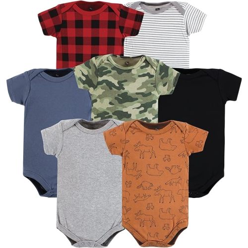 Hudson Baby Baby Boys' Cotton Bodysuits 7-pack