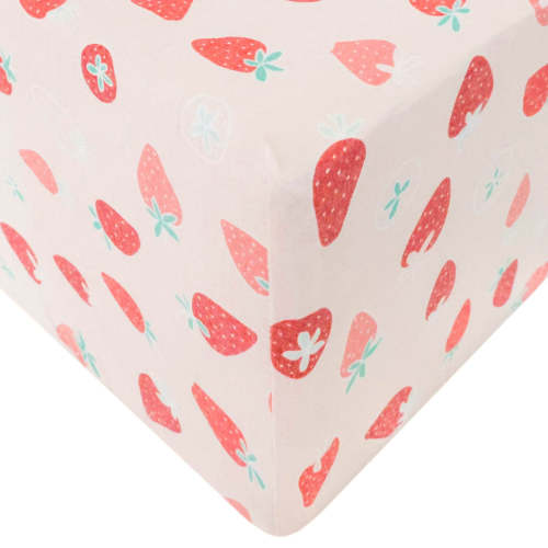 Premium Knit Fitted Crib Sheet - Strawberry