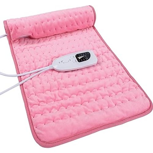 Heating Pad Electric Heat Pad, Hot Heated Pad,Moist Heat Heating Pad Moist and Dry Heat,Multiple Temp and Timer Settings (Light pink, 24"X12")