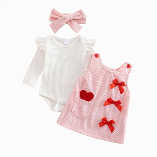 CAICJ98 Valentines Baby Girl Outfit My First Valentines Romper Onesie Overalls Dress Newborn Spring Clothes (Pink,0-3 Months)