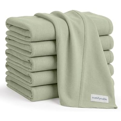 Comfy Cubs Baby Burp Cloths Set (Pack of 6) - Large, 6-Layer, Ultra Absorbent 100% Cotton for Infant Spit-Up, Drool, and Messes - Soft, Gentle, Thoughtful New Born Baby Gifts, Sage