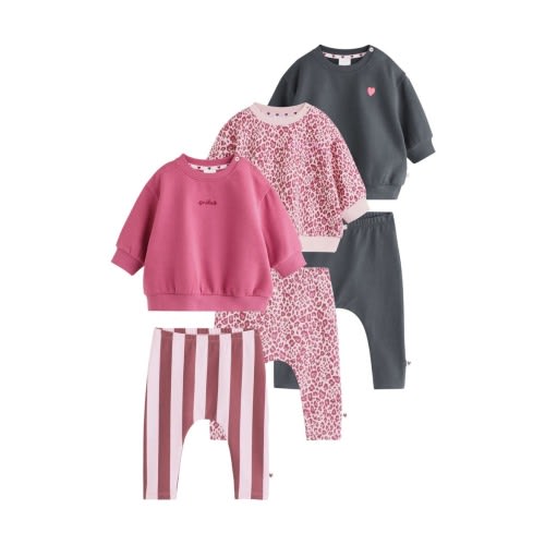 Kids' 6-Piece Sweatshirt and Leggings Set, 3-6M