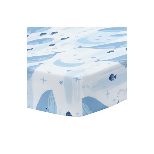 Bubbles & Squirt 100% Cotton Whale/Ocean Fitted Crib/Toddler Sheet