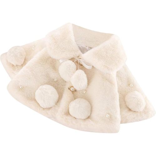 Infant Baby Girl Faux Fur Warm Winter Cape Cloak Coat Jacket Thicken Shawl Snowsuit Outerwear Fuzzy Cardigan Coat