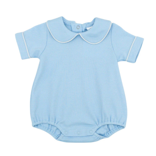 Knit Collared Bubble with Piping - Blue