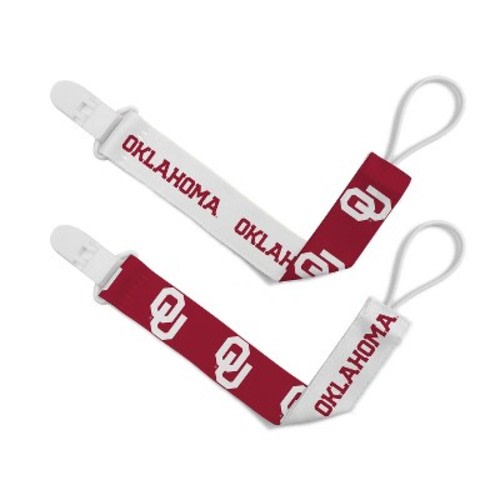 BabyFanatic Officially Licensed Unisex Pacifier Clip 2-Pack - NCAA Oklahoma Sooners - Officially Licensed Baby Apparel