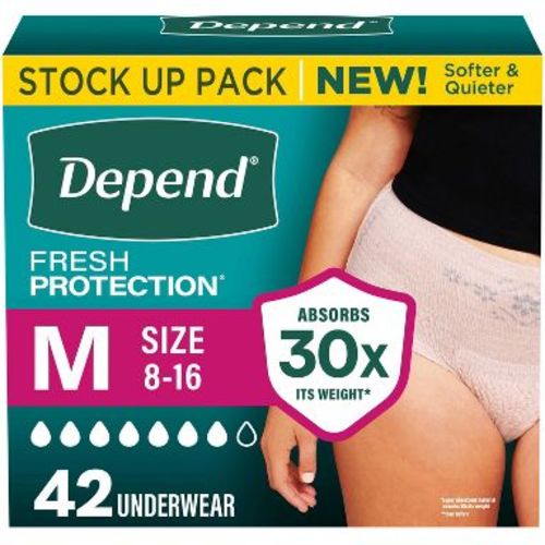 Depend Fresh Protection Adult Incontinence & Postpartum Underwear for Women - Maximum Absorbency - M - Blush - 42ct