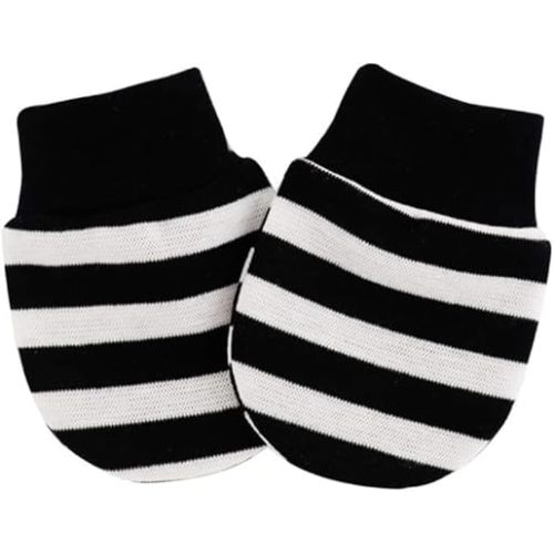 Jowxsx 1 Pair Baby Anti Scratching Soft Cotton Gloves Newborn Infant Handguard Mittens Black and White Stripes Gloves and Mittens Accessories, Girls' Gloves and Mittens