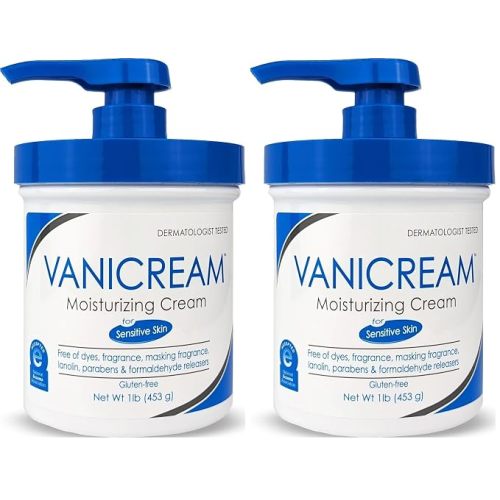 Vanicream Moisturizing Cream with Pump Dispenser, 16 Oz, Pack of 2, Formulated without Common Irritants for Sensitive Skin, Body & Face Moisturizer, Restores Moisture & Soothes Irritated Areas