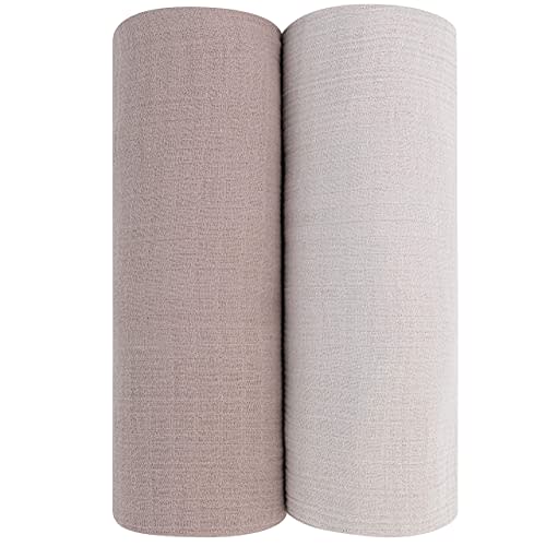 Ely's & Co. Cotton Muslin Swaddle Blanket 2-Pack for Baby Boy and Baby Girl 100% Cotton Muslin Extra-Large Swaddle Blankets (47 x 47) Pebble Gray & Simply Taupe