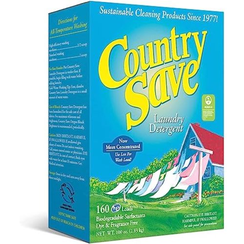 - HE Natural Laundry Detergent Clear and Free of Fillers and Chemicals - Sensitive Washing Detergent Safe for Babies - Country Save Laundry Detergent, 100 oz (160 loads)