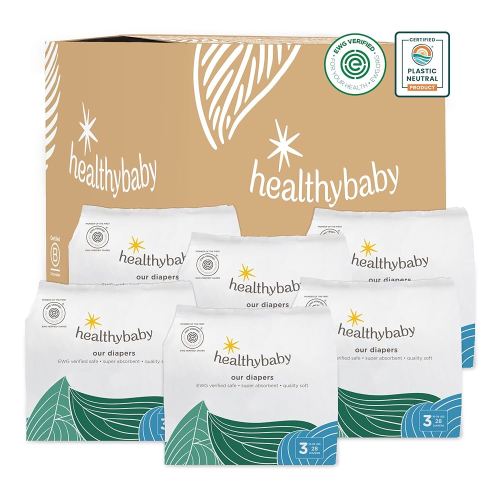 Our Diapers | EWG Verified Safe & Plant-Based Diapers | Leak Protection | Soft Organic Cotton Shell | Chlorine-Free Diaper for Sensitive Skin | Size 3 (16-28 lbs) 168 Count