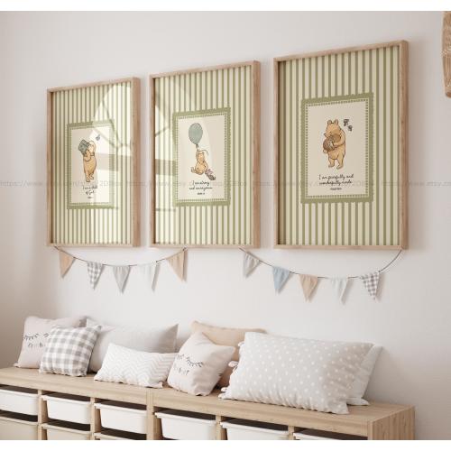 Winnie the Pooh Christian Nursery Wall Art Jesus Nursery Art Kids Christian Art Winnie the Pooh Bible Verse Poster in Green