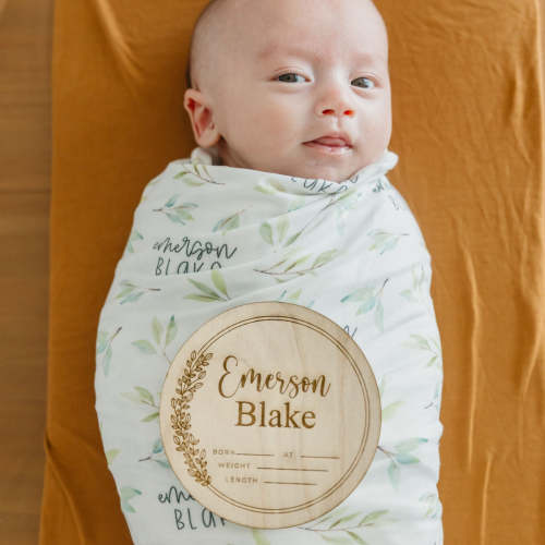 Personalized Wooden Announcement Sign - Olive Branch