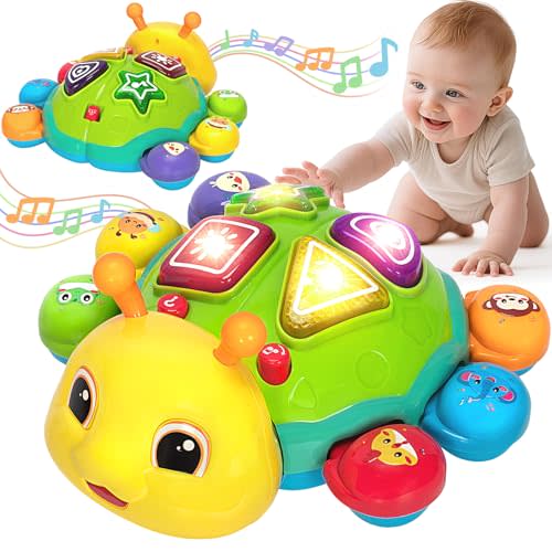 Baby Crawling Toys for 6-12 Months, Musical Toys for Infants 7 8 9 10 11 Months, Early Learning Educational Toy with Light Sound, Tummy Time Development Toys, Christmas Birthday Gifts for 1 Year Old
