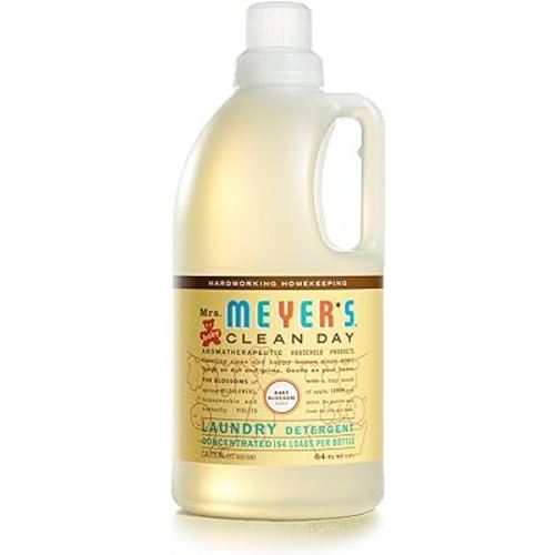 MRS. MEYER'S CLEAN DAY Baby Laundry Detergent Liquid, Infused with Essential Oils, Baby Blossom, 64oz (64 Loads)