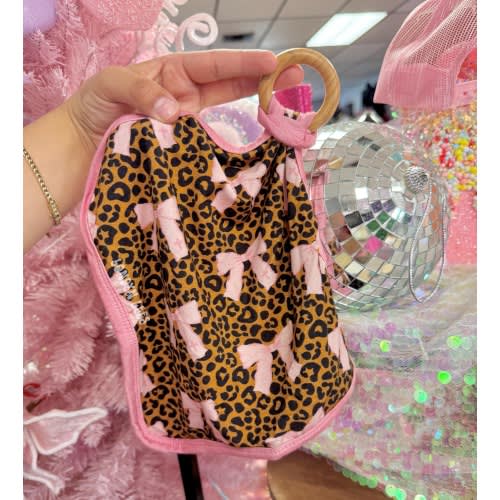 Coquettes & Crosses/pacifier clip blanket/wooden teething ring/baby lovey